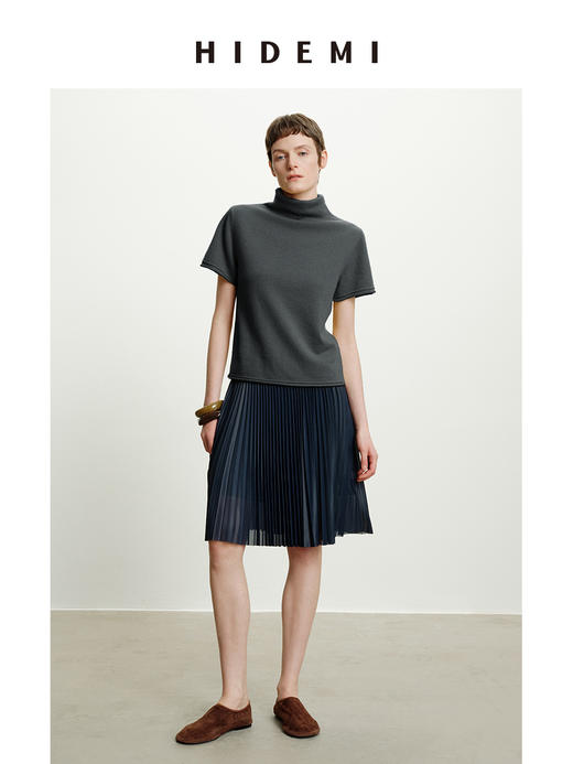 HIDEMI 进口澳洲美丽奴羊毛全毛堆堆领短袖针织毛衣叠穿神器 商品图12