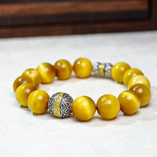 易祈吉祥五行补土手链金虎眼手串925银手链饰品送礼男女款手串礼物 商品图4