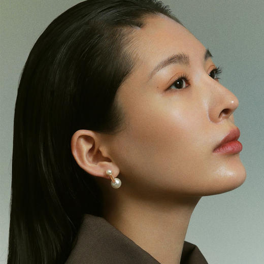 雀说原创设计纯银珍珠耳环女复古港风大珍珠耳钉高级感小众银耳饰ALQIBEI06 商品图3