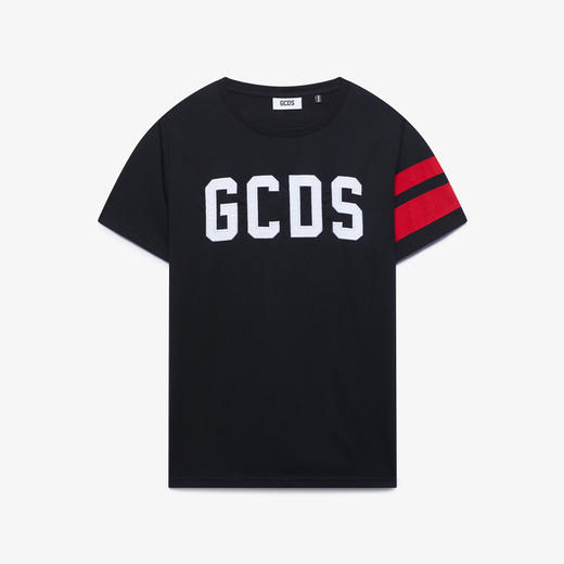 GCDS 男士字母徽标刺绣棉质圆领短袖T恤 黑色 B1XM2315JI9 99 商品图0