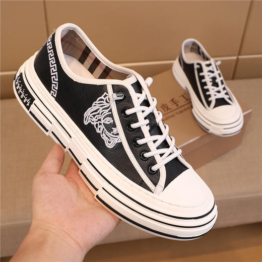 鞋子男新款秋季真皮内增高透气软底板鞋厚底韩版百搭潮流小白鞋男 商品图1