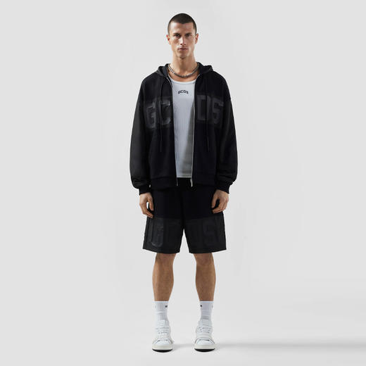 GCDS 男士混纺棉质尼龙休闲运动短裤 黑色 B1XM3102JI1 99 商品图3