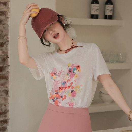【YIYE雪花棉钉珠短袖】雪花竹节棉面料 轻薄柔软 莫奈花园短袖 花花草草元素 商品图1