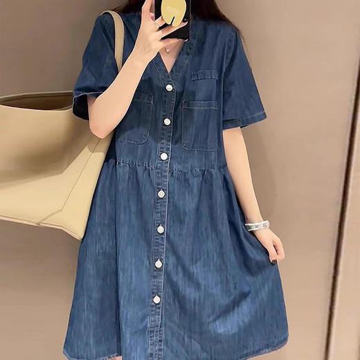 裁缝学苑AS516短袖V领牛仔连衣裙纸样衬衫裙女装打版裁剪样板图 商品图1