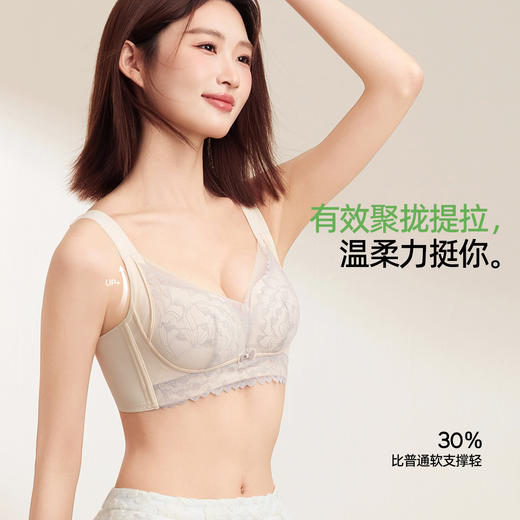 熳洁儿 小胸聚拢中厚杯文胸显大撞色蕾丝提拉强收副乳防下垂内衣25251515 商品图5