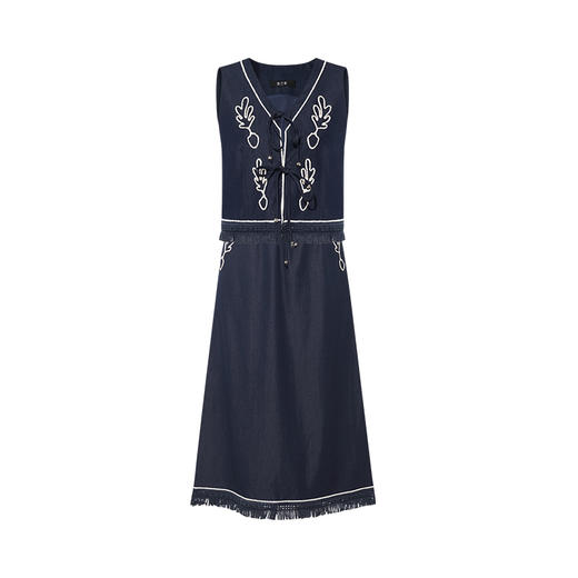 两三事 跳动诗行 2025夏季新款复古绣花流苏装饰两件套女时尚套装 商品图4