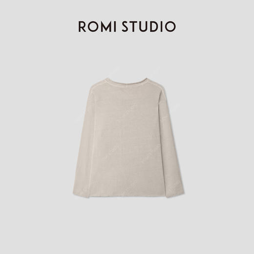 ROMI STUDIO“松弛随性”舒适全棉圆领卷边宽松长袖T恤 RWCRS64047 商品图3