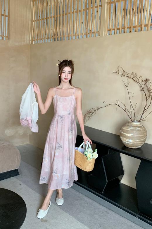 SIA SAYLOR 新中式盘扣吊带印花连衣裙套装 20601 商品图3