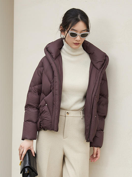 浅灰色高领坑条针织衫 修身短款长袖上衣 秋冬高级感百搭显瘦羊毛混纺打底毛衣 商品图1