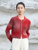 2025 秋冬酒红渐变全拉链针织开衫女 毛绒感短款圆领外套 复古氛围感休闲通勤修身显瘦上衣 商品缩略图0