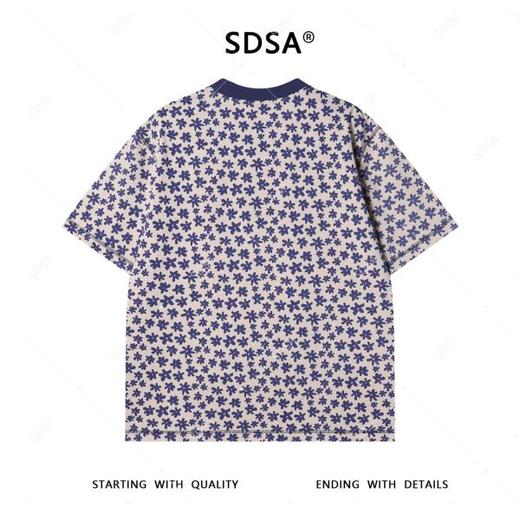 T3886夏季高级感新款男士花卉图案短袖T恤休闲风设计百搭宽松圆领上衣 商品图5