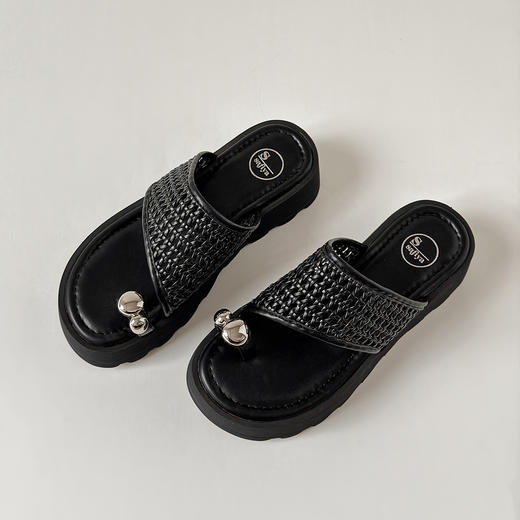 预售7天|Safiya/索菲娅2025夏季厚底编织透气百搭外穿镂空套趾凉拖鞋夏季厚底编织透气百搭外穿镂空套趾凉拖鞋SFD2110411 商品图3