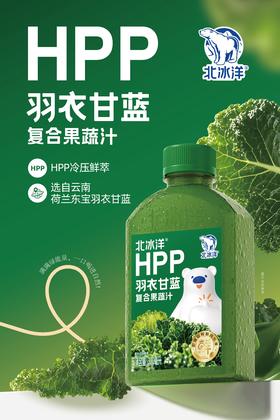 北冰洋HPP羽衣甘蓝汁非浓缩还原果汁300ml*8瓶 赠北冰洋NFC桑葚汁300ml*1瓶