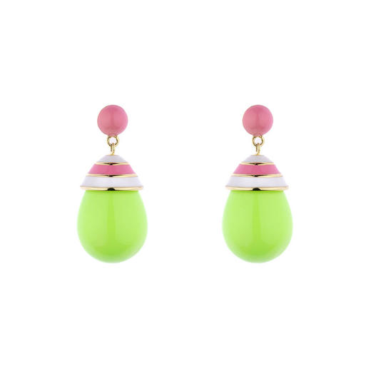 订购6周到｜Eshvi-MINI STRIPED DROP-蜜瓜色 条纹 吊坠 耳环［英国设计师］ 商品图1
