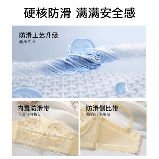 A3-【A-B杯】【防滑无肩带抹胸】润微隐形防走光美背抹胸内衣女小胸聚拢不空杯文胸   月雪花影【小胸-半杯】 商品图3