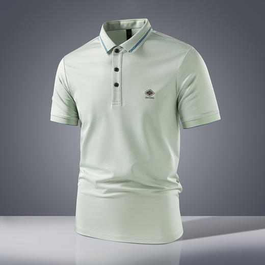 【7A抗菌凉感醋酸亚麻桑蚕丝】罗蒙男士夏季短袖Polo防紫外线t恤男短袖polo衫男 商品图2