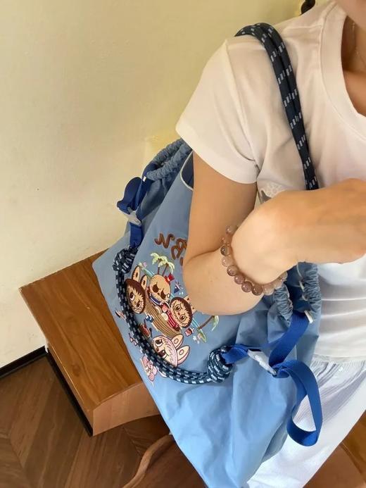 【LABUBU爆火拉布布包包合集】日系刺绣环保袋腰包、单肩斜挎包（送肩带） 商品图13