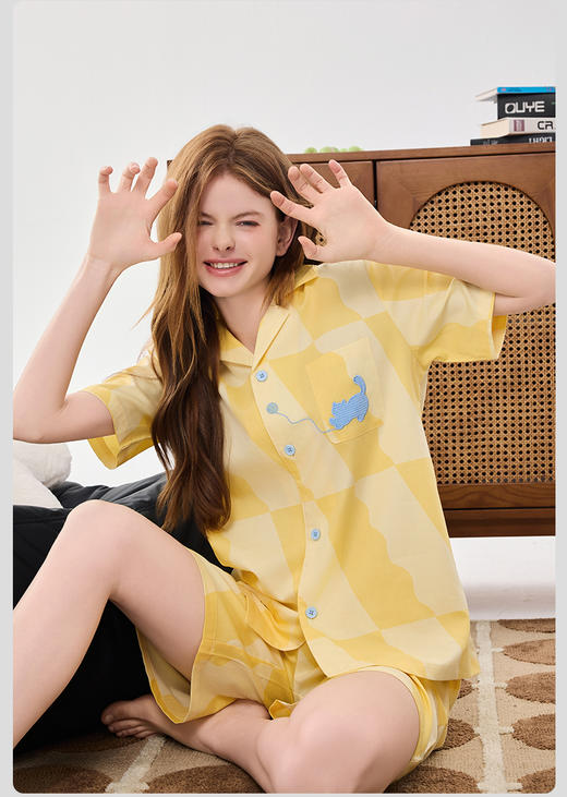 限时9折【天丝棉短袖短裤】A类 莱赛尔天丝棉 深睡凉感睡衣 凉而不冰 肌肤尽享丝滑DKW978-CC 商品图1