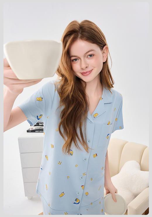 限时9折【棉莫开衫活性印染黄色小熊】A类 纤维紧密 0异味 无需化学加工合成 凉而不冰DKM915B-CC 商品图6