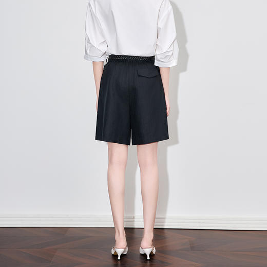 「高货wl」全新升级【铂金会员211/天猫279/差价68】(41708)洛诗琳天丝亚麻凉感短裤2025夏新款高腰显瘦气质直筒裤女 商品图1
