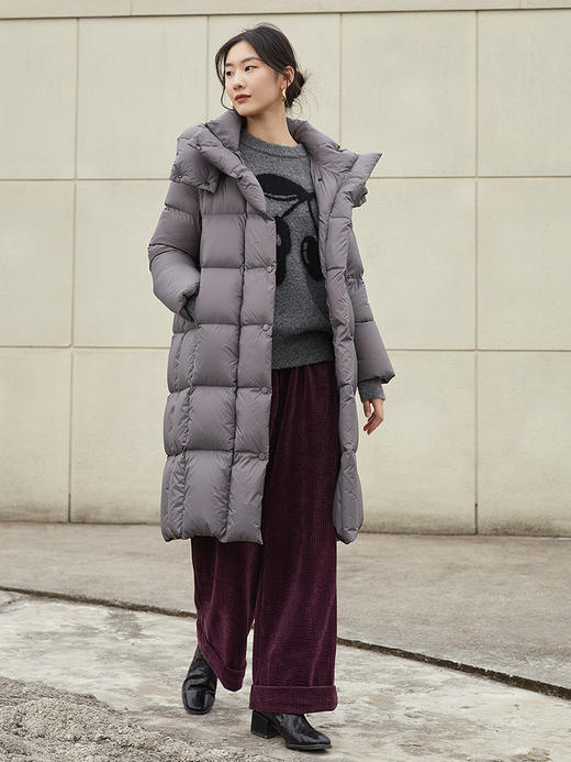 灰色趣味樱桃兔子提花毛衣 圆领宽松落肩上衣 秋冬减龄显瘦慵懒风针织衫 商品图1