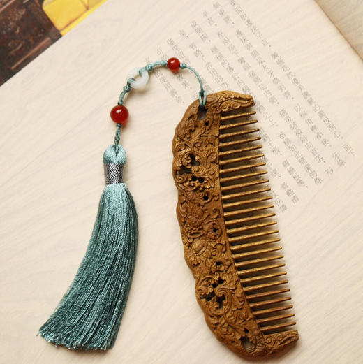 【青山特惠】精品金丝楠【西番莲纹】发梳 s111 商品图5