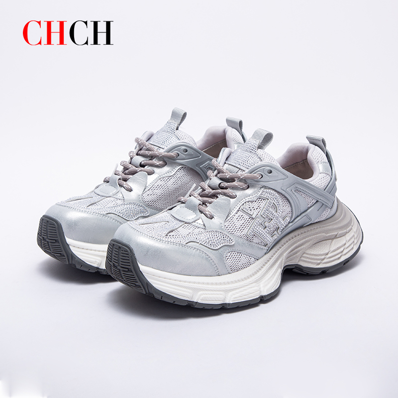 CHCH平衡鞋2025夏季新款厚底休闲老爹鞋网面运动鞋女鞋CP1B5411