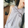 HeyDress条纹飘带衬衫女夏季法式浪漫显瘦荷叶边衬衣别致无袖上衣 商品缩略图1
