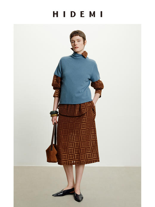 HIDEMI 进口澳洲美丽奴羊毛全毛堆堆领短袖针织毛衣叠穿神器 商品图7