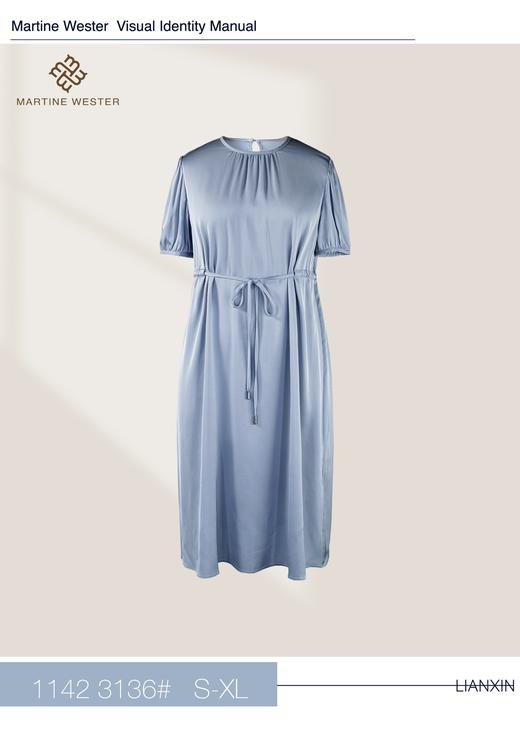 Martine Weste减领抽皱19姆米弹力双乔绉缎真丝连衣裙11423136 商品图1