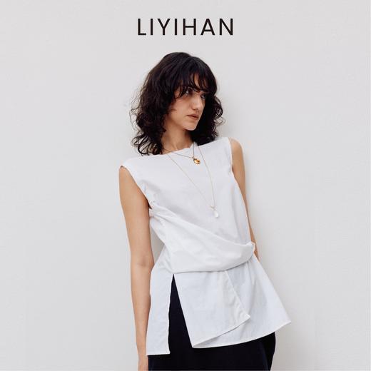 LIYIHAN设计感百搭时尚休闲背心纯色背部蕾丝两穿上衣 商品图1