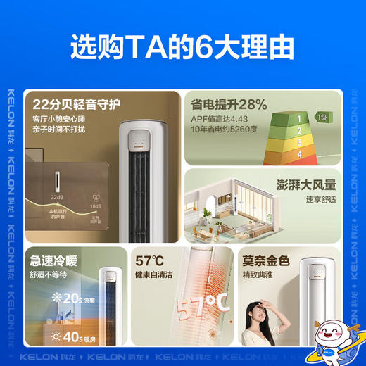 【国补15%】科龙KFR-72LW/LT1M-X1A静省电空调柜机 大3匹新一级能效 商品图2