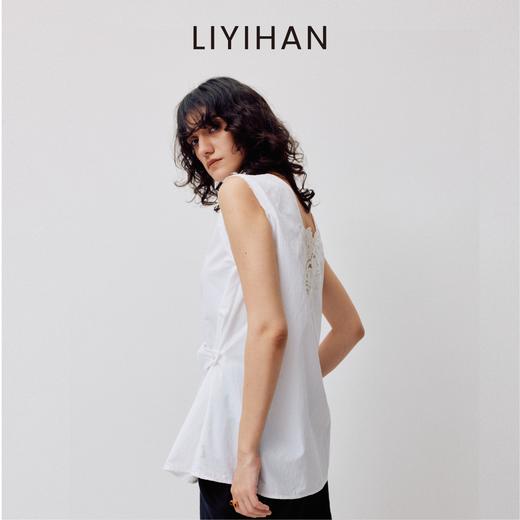 LIYIHAN设计感百搭时尚休闲背心纯色背部蕾丝两穿上衣 商品图3