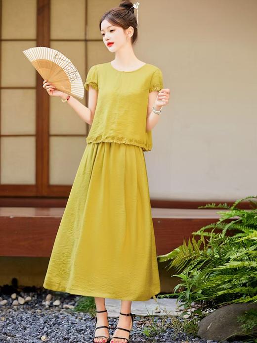 8.7秒杀 套装【韩系2025】2536花边压皱小衫➕半裙两件套-喜出 商品图3