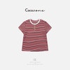 COCO ZONE 刘一一“凯旋T”100棉圆领撞色条纹短袖T恤CD1A1024 商品缩略图3