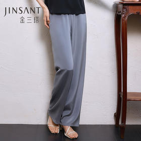 重磅22姆米弹力重绉桑蚕丝简约舒适直筒弹力长裤女家居裤夏金三塔  YSFFB904