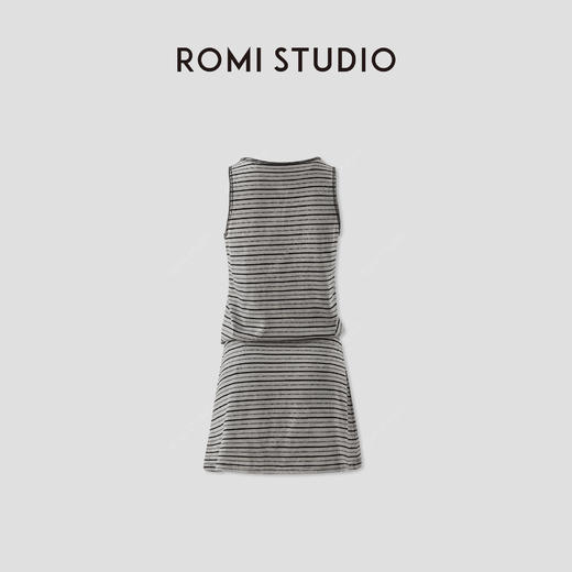 ROMI STUDIO“慵懒随性”复古条纹抽绳收腰无袖连衣裙 RWCRL84352 商品图1