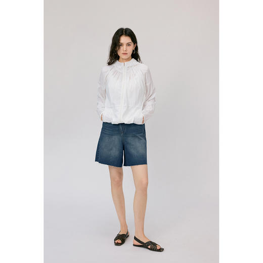 HeyDress复古牛仔短裤女夏季高腰宽松阔腿五分裤毛边设计休闲裤子 商品图2