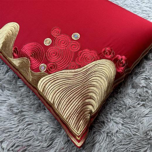 自然醒160支长绒棉臻棉系列婚庆款多件套大红色龙凤婚房全棉喜被子结婚四六十件套GDS 商品图11