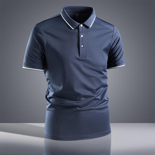 【7A抗菌凉感醋酸亚麻桑蚕丝】罗蒙男士夏季防紫外线polo衫男休闲百搭短袖t恤男 商品图3