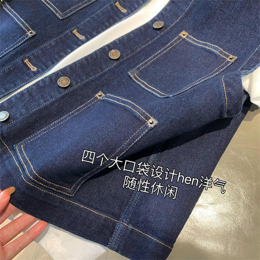 雀说春不晚时髦率性复古深蓝圆领短款牛仔马甲叠穿百搭无袖背心外套女AL8391 商品图3