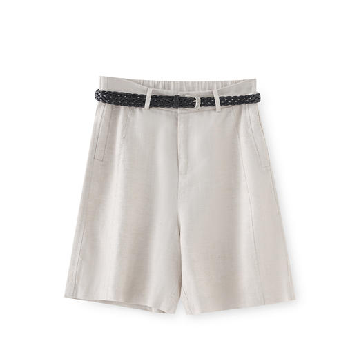 「高货wl」全新升级【铂金会员211/天猫279/差价68】(41708)洛诗琳天丝亚麻凉感短裤2025夏新款高腰显瘦气质直筒裤女 商品图4