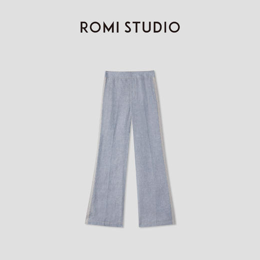 ROMI STUDIO“质感亚麻” 100%色织亚麻撞色微喇休闲裤 RWCSXY1987 商品图0