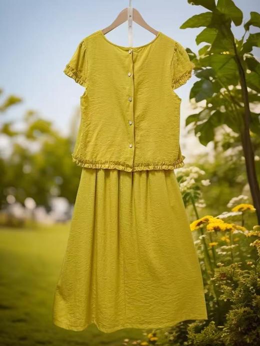 8.7秒杀 套装【韩系2025】2536花边压皱小衫➕半裙两件套-喜出 商品图2