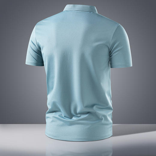 【抗菌凉感醋酸亚麻桑蚕丝】罗蒙男士防紫外线夏季短袖polo衫商务休闲男体恤 商品图5