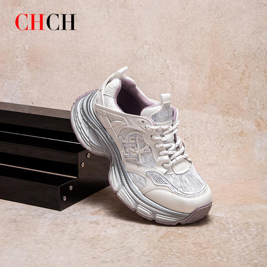 CHCH平衡鞋2025夏季新款厚底休闲老爹鞋网面运动鞋女鞋CP1B5411 商品图5