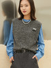 灰色圆领针织马甲女秋季新款复古风趣味刺绣无袖毛衣背心外搭上衣 商品缩略图0