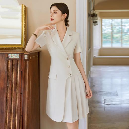 IWY/米白色主持西装职业连衣裙女夏教师演讲比赛公务员面试正装Q1382 商品图1