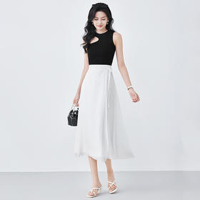 「高货oyg」全新升级【铂金会员404/天猫539/差价135】(12158)洛诗琳一片式绑带真丝半身裙2025夏新款开叉纯色裹身裙女