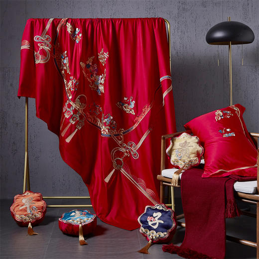 自然醒160支双股长绒棉提花四件套多件套婚庆系列刺绣被套床单结婚陪嫁床上用品GDS 商品图9